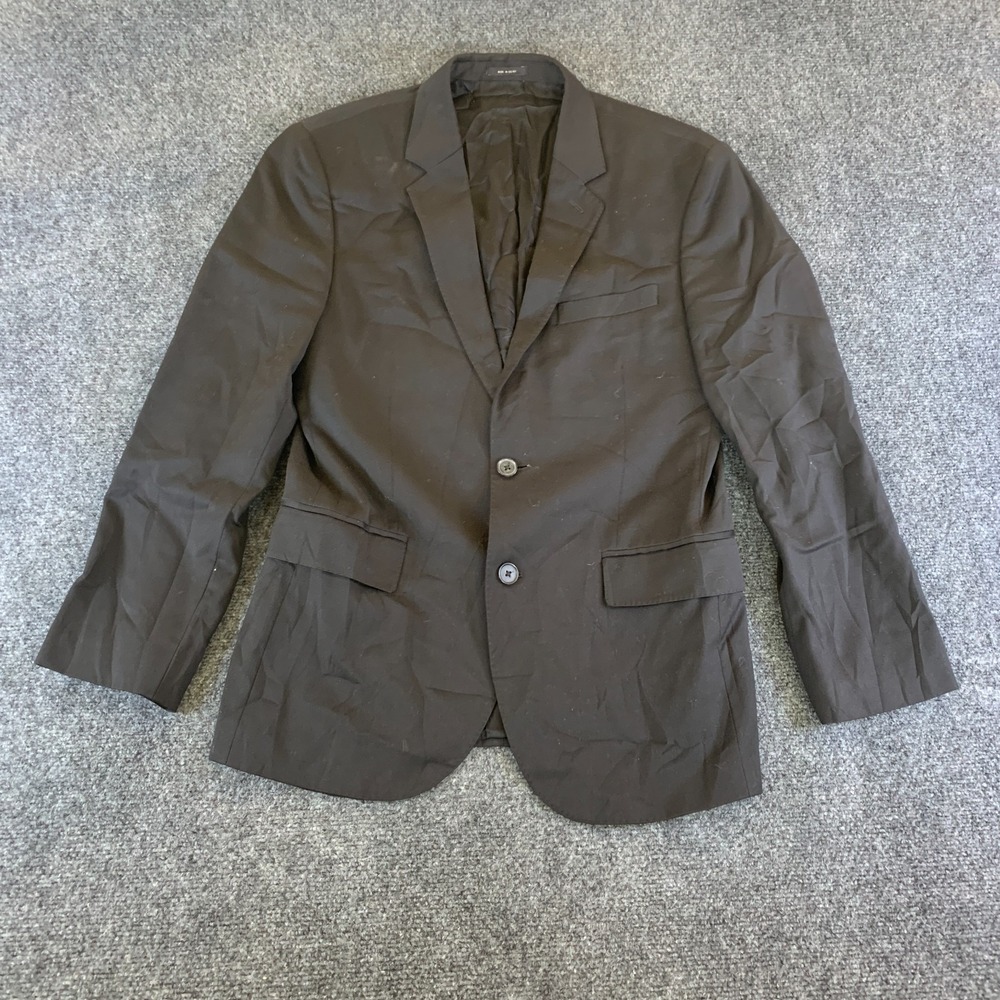 Express Blazer Jacket Mens 38S Black Wool Button Front Notch Lapel Career Formal